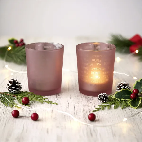 Glass candlestick pink S0029