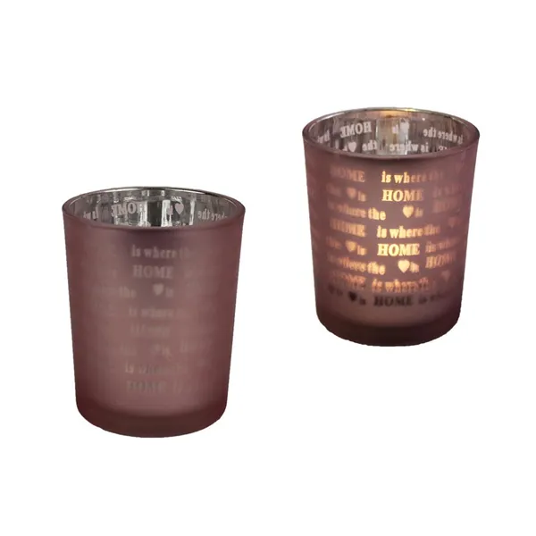 Glass candlestick pink S0029