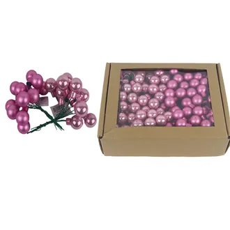 Glass flasks on a wire light pink, diameter 2 cm, S0570-05/BOX 144 pcs
