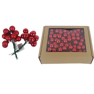 Glass flasks on a wire red, diameter 2 cm, S0570-08/BOX 144 pcs