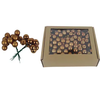 Glass decoration on wire brown, dia. 2cm, S0570-18/BOX 144 pcs