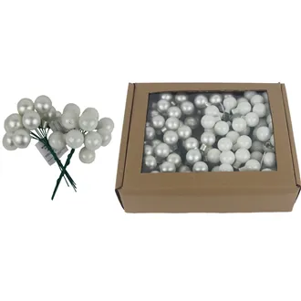 Glass decoration on wire pearly, dia. 2cm, S0570-26/BOX 144 pcs