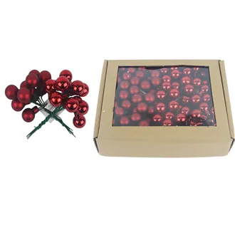 Glass flasks on wire red, dia. 2cm, S0570-34/BOX 144 pcs