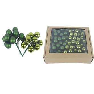Glass decoration on wire green, dia. 2.5 cm, S0571-16/BOX 144 pcs