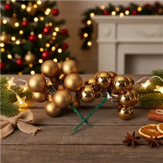 Glass decoration on wire brown, dia. 2.5 cm, S0571-18/BOX 144 pcs