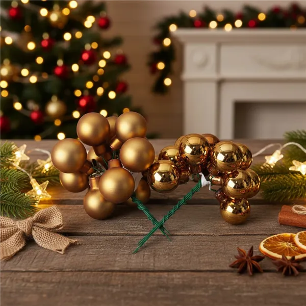 Glass decoration on wire brown, dia. 2.5 cm, S0571-18/BOX 144 pcs