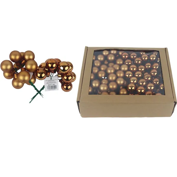 Glass decoration on wire brown, dia. 2.5 cm, S0571-18/BOX 144 pcs