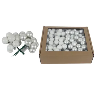 Glass decoration on wire pearly, dia. 2.5 cm, S0571-26/BOX 144 pcs