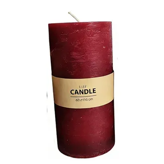 Rustic Dark Red Pillar Candle 7 x 14 cm S0576-11