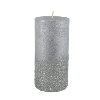 Metallic Silver Pillar Candle 7 x 14 cm S0584-28
