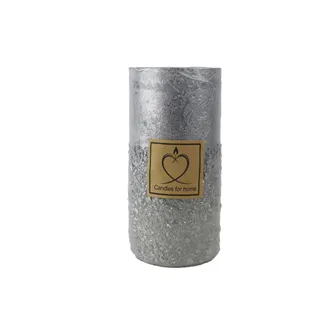 Metallic Silver Pillar Candle 7 x 14 cm S0584-28
