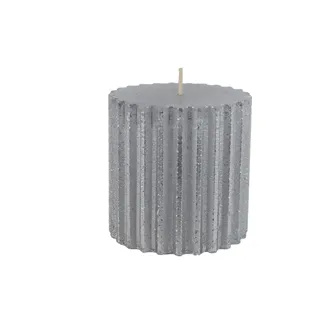 Metallic Silver Pillar Candle 8 x 8 cm S0585-28