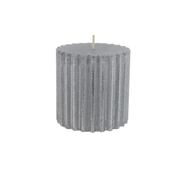 Metallic Silver Pillar Candle 8 x 8 cm S0585-28