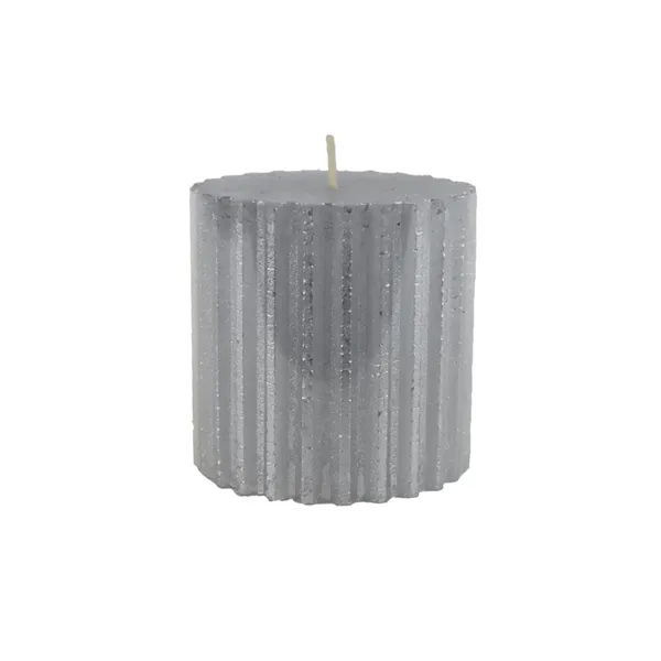 Metallic Silver Pillar Candle 8 x 8 cm S0585-28