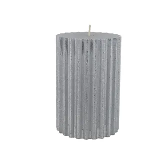 Metallic silver cylinder candle 8 x 12 cm S0586-28