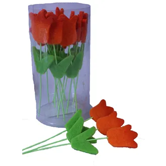 Fleece flowers on sticks 10 cm, 16 Pcs. X0008