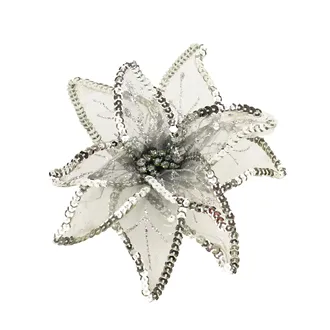Decor . flower 20 cm, silver X0992