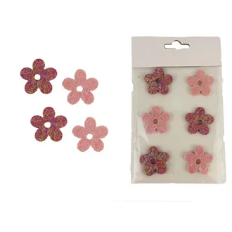 Flower with sticker, 6pcs X3878 