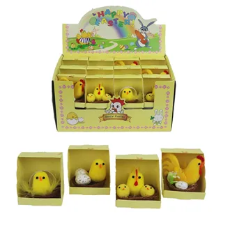 Easter box decoration mix chickens and hens 24 pcs X5750