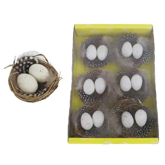 Egg in a nest decoration, 6 pcs X5773