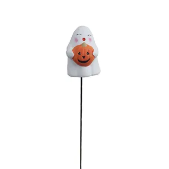 Ghost with pumpkin deco on stick X6032