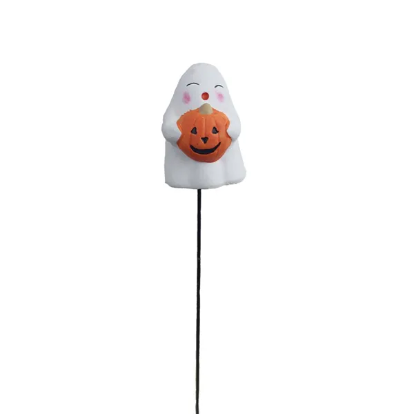 Ghost with pumpkin deco on stick X6032