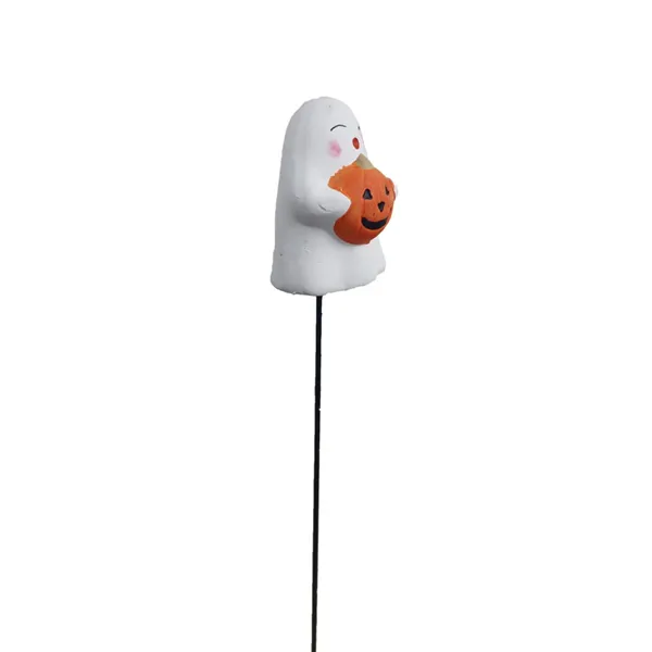Ghost with pumpkin deco on stick X6032
