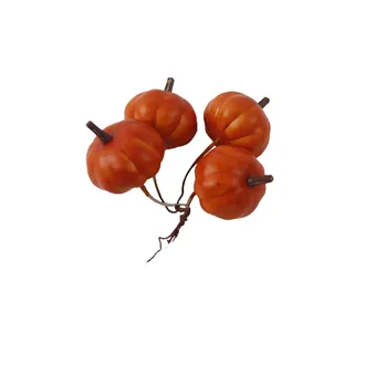 Pumpkin decoration on wire, 4 pcs X7540