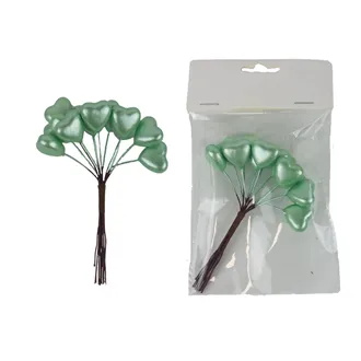 Decorative hearts on wire, 12 pcs X7608-15