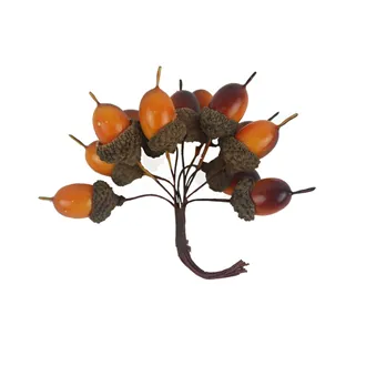 Acorn decoration on wire, 12 pcs X7611-04