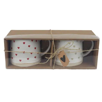 Ceramic heart mug with heart, 2 pcs X7653