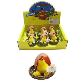 Easter decoration box mix hen and chicks, 6 pcs X7656