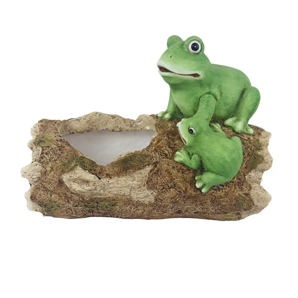 Stump decoration with frogs for planting X8056