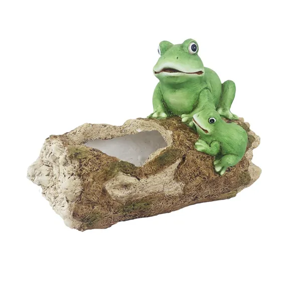 Stump decoration with frogs for planting X8056