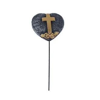 Cement heart decoration on stick X8263