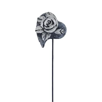 Cement heart decoration on stick X8264-28