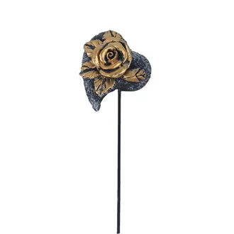 Cement Heart decoration on stick X8264-29